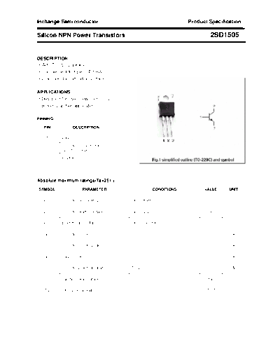 Inchange Semiconductor 2sd1505  . Electronic Components Datasheets Active components Transistors Inchange Semiconductor 2sd1505.pdf