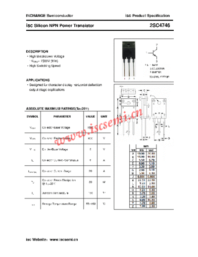 Inchange Semiconductor 2sc4746  . Electronic Components Datasheets Active components Transistors Inchange Semiconductor 2sc4746.pdf