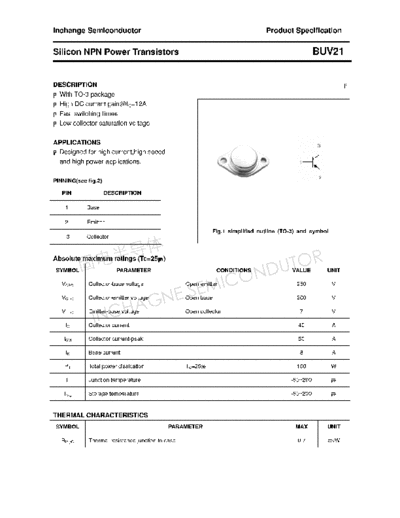 Inchange Semiconductor buv21  . Electronic Components Datasheets Active components Transistors Inchange Semiconductor buv21.pdf