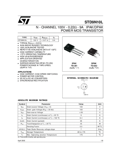 ST std9n10l  . Electronic Components Datasheets Active components Transistors ST std9n10l.pdf
