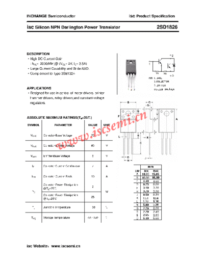 Inchange Semiconductor 2sd1826  . Electronic Components Datasheets Active components Transistors Inchange Semiconductor 2sd1826.pdf