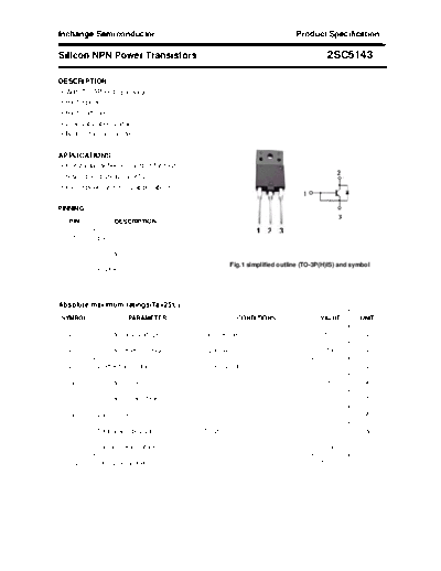 Inchange Semiconductor 2sc5143  . Electronic Components Datasheets Active components Transistors Inchange Semiconductor 2sc5143.pdf