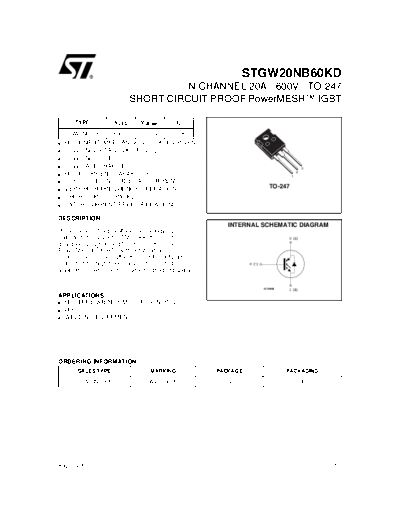 ST stgw20nb60kd  . Electronic Components Datasheets Active components Transistors ST stgw20nb60kd.pdf