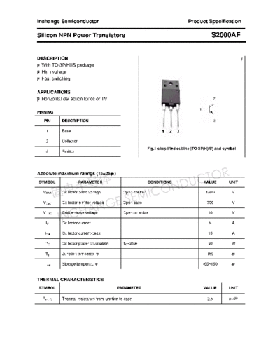 Inchange Semiconductor s2000af  . Electronic Components Datasheets Active components Transistors Inchange Semiconductor s2000af.pdf