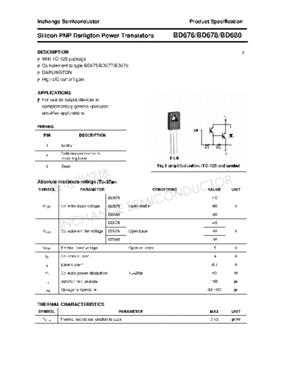 Inchange Semiconductor bd676 bd678 bd680  . Electronic Components Datasheets Active components Transistors Inchange Semiconductor bd676_bd678_bd680.pdf