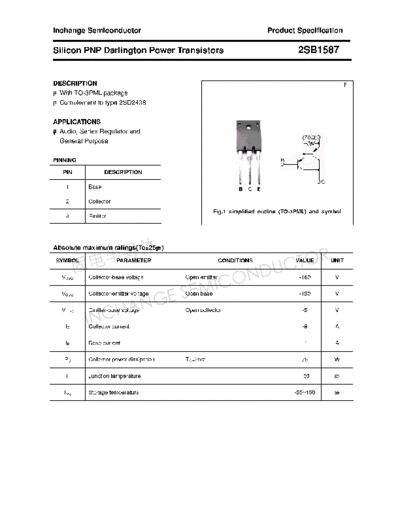 Inchange Semiconductor 2sb1587  . Electronic Components Datasheets Active components Transistors Inchange Semiconductor 2sb1587.pdf
