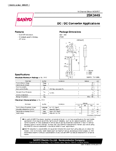 Sanyo 2sk3449  . Electronic Components Datasheets Active components Transistors Sanyo 2sk3449.pdf