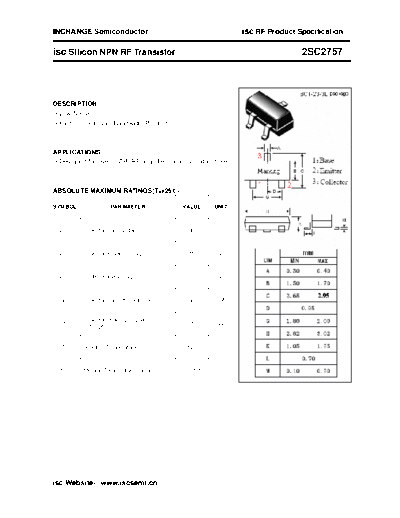 Inchange Semiconductor 2sc2757  . Electronic Components Datasheets Active components Transistors Inchange Semiconductor 2sc2757.pdf