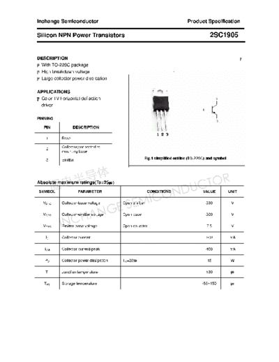 Inchange Semiconductor 2sc1905  . Electronic Components Datasheets Active components Transistors Inchange Semiconductor 2sc1905.pdf