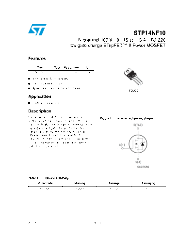 ST stp14nf10  . Electronic Components Datasheets Active components Transistors ST stp14nf10.pdf