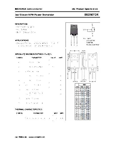 Inchange Semiconductor bu2507dx  . Electronic Components Datasheets Active components Transistors Inchange Semiconductor bu2507dx.pdf