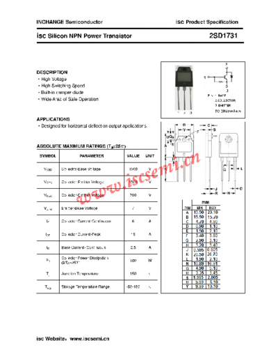 Inchange Semiconductor 2sd1731  . Electronic Components Datasheets Active components Transistors Inchange Semiconductor 2sd1731.pdf