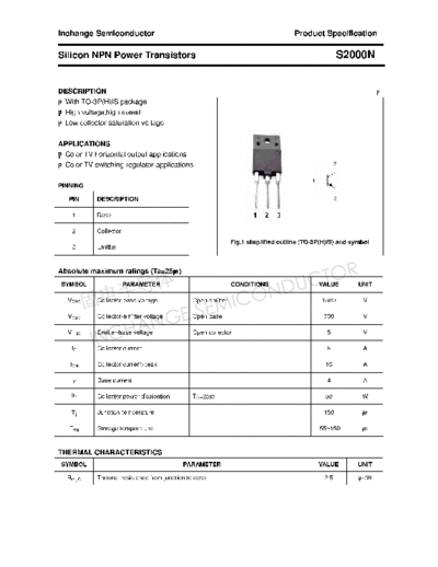 Inchange Semiconductor s2000n  . Electronic Components Datasheets Active components Transistors Inchange Semiconductor s2000n.pdf