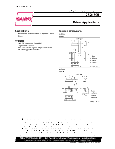 Sanyo 2sd1800  . Electronic Components Datasheets Active components Transistors Sanyo 2sd1800.pdf