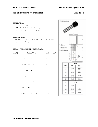 Inchange Semiconductor 2sc3512  . Electronic Components Datasheets Active components Transistors Inchange Semiconductor 2sc3512.pdf