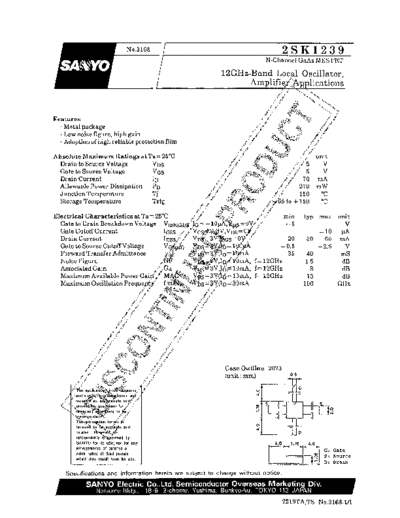 Sanyo 2sk1239  . Electronic Components Datasheets Active components Transistors Sanyo 2sk1239.pdf