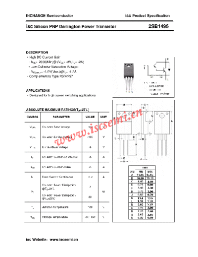 Inchange Semiconductor 2sb1495  . Electronic Components Datasheets Active components Transistors Inchange Semiconductor 2sb1495.pdf