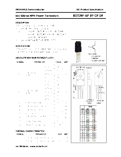 Inchange Semiconductor bdt29f af bf cf df  . Electronic Components Datasheets Active components Transistors Inchange Semiconductor bdt29f_af_bf_cf_df.pdf