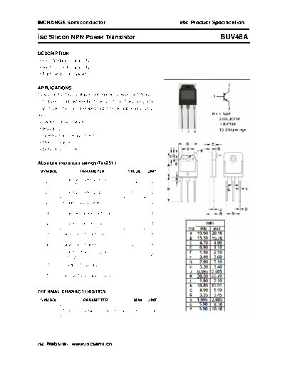 Inchange Semiconductor buv48a  . Electronic Components Datasheets Active components Transistors Inchange Semiconductor buv48a.pdf