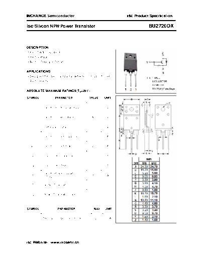 Inchange Semiconductor bu2720dx  . Electronic Components Datasheets Active components Transistors Inchange Semiconductor bu2720dx.pdf