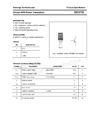 Inchange Semiconductor 2sc3752  . Electronic Components Datasheets Active components Transistors Inchange Semiconductor 2sc3752.pdf