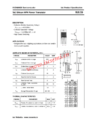Inchange Semiconductor bul59  . Electronic Components Datasheets Active components Transistors Inchange Semiconductor bul59.pdf
