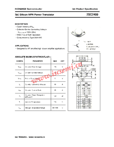 Inchange Semiconductor 2sc2489  . Electronic Components Datasheets Active components Transistors Inchange Semiconductor 2sc2489.pdf