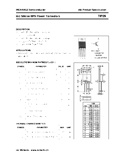 Inchange Semiconductor tip29  . Electronic Components Datasheets Active components Transistors Inchange Semiconductor tip29.pdf