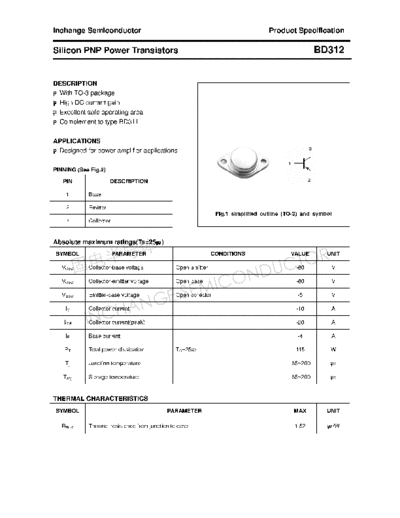 Inchange Semiconductor bd312  . Electronic Components Datasheets Active components Transistors Inchange Semiconductor bd312.pdf