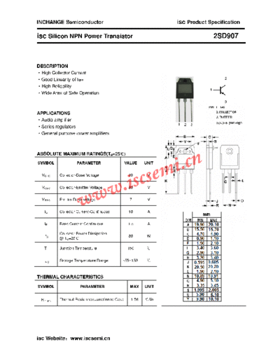 Inchange Semiconductor 2sd907  . Electronic Components Datasheets Active components Transistors Inchange Semiconductor 2sd907.pdf