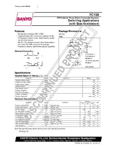 Sanyo fc138  . Electronic Components Datasheets Active components Transistors Sanyo fc138.pdf