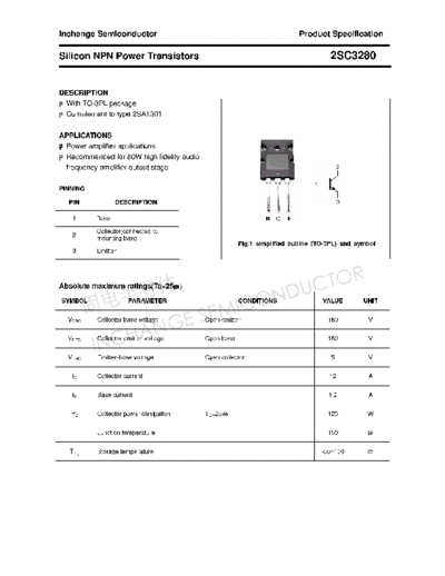 Inchange Semiconductor 2sc3280  . Electronic Components Datasheets Active components Transistors Inchange Semiconductor 2sc3280.pdf