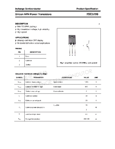 Inchange Semiconductor 2sc5299  . Electronic Components Datasheets Active components Transistors Inchange Semiconductor 2sc5299.pdf
