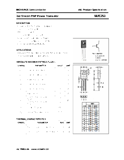 Inchange Semiconductor mje253  . Electronic Components Datasheets Active components Transistors Inchange Semiconductor mje253.pdf