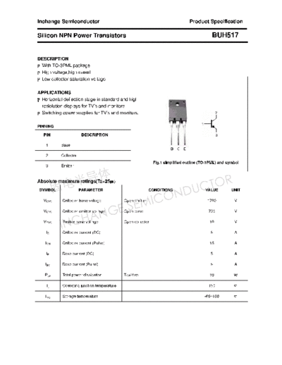 Inchange Semiconductor buh517  . Electronic Components Datasheets Active components Transistors Inchange Semiconductor buh517.pdf