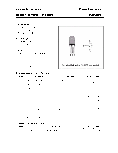 Inchange Semiconductor bu505df  . Electronic Components Datasheets Active components Transistors Inchange Semiconductor bu505df.pdf