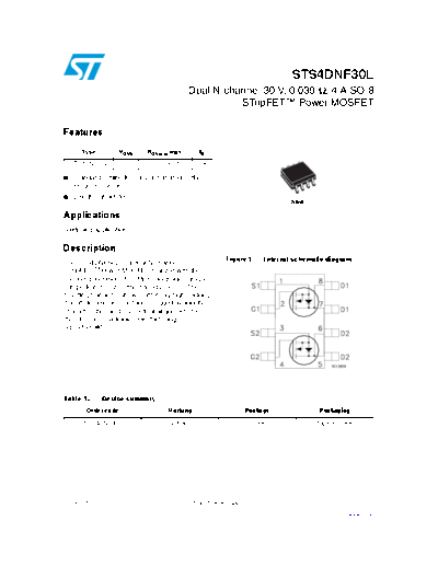 ST sts4dnf30l  . Electronic Components Datasheets Active components Transistors ST sts4dnf30l.pdf