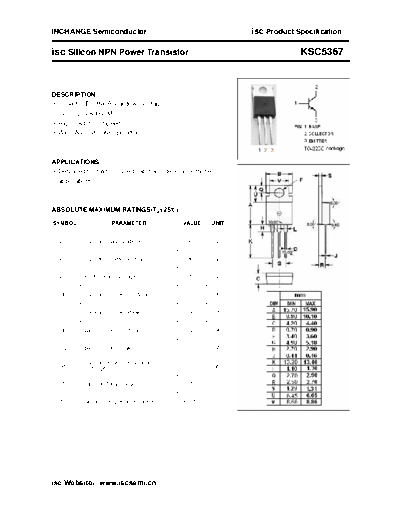 Inchange Semiconductor ksc5367  . Electronic Components Datasheets Active components Transistors Inchange Semiconductor ksc5367.pdf