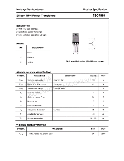 Inchange Semiconductor 2sc4981  . Electronic Components Datasheets Active components Transistors Inchange Semiconductor 2sc4981.pdf