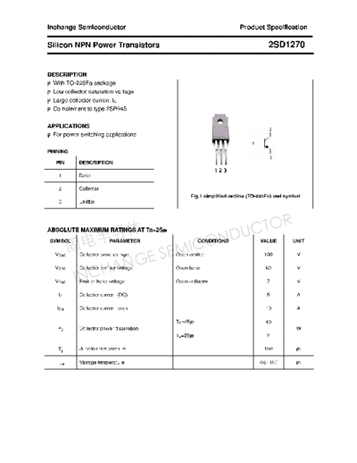 Inchange Semiconductor 2sd1270  . Electronic Components Datasheets Active components Transistors Inchange Semiconductor 2sd1270.pdf