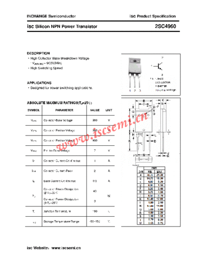 Inchange Semiconductor 2sc4960  . Electronic Components Datasheets Active components Transistors Inchange Semiconductor 2sc4960.pdf