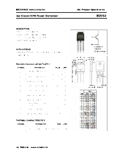 Inchange Semiconductor buv50  . Electronic Components Datasheets Active components Transistors Inchange Semiconductor buv50.pdf