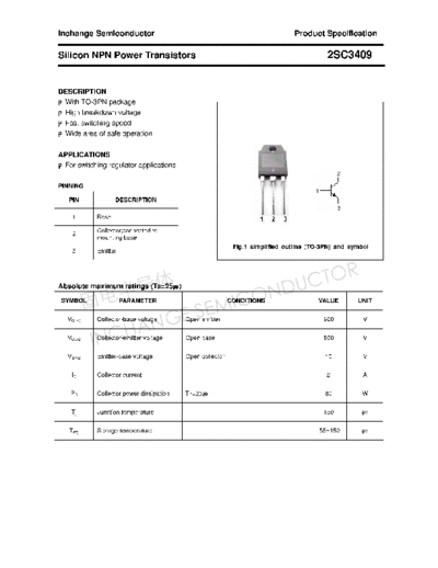 Inchange Semiconductor 2sc3409  . Electronic Components Datasheets Active components Transistors Inchange Semiconductor 2sc3409.pdf