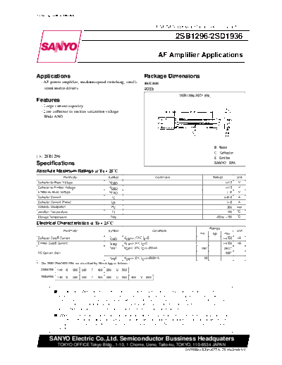 . Electronic Components Datasheets 2sd1936  . Electronic Components Datasheets Active components Transistors Sanyo 2sd1936.pdf