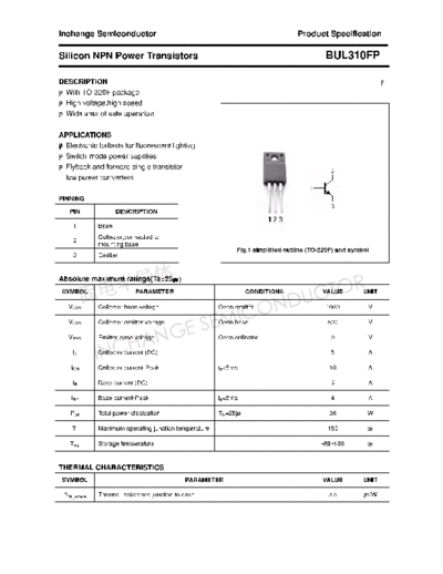Inchange Semiconductor bul310fp  . Electronic Components Datasheets Active components Transistors Inchange Semiconductor bul310fp.pdf