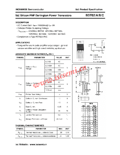 Inchange Semiconductor bdt62 a b c  . Electronic Components Datasheets Active components Transistors Inchange Semiconductor bdt62_a_b_c.pdf