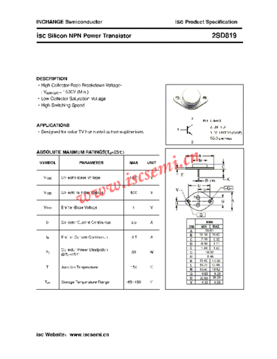 Inchange Semiconductor 2sd819  . Electronic Components Datasheets Active components Transistors Inchange Semiconductor 2sd819.pdf