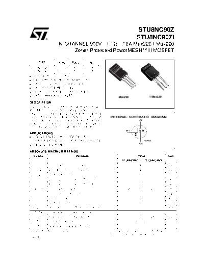 ST stu8nc90z  . Electronic Components Datasheets Active components Transistors ST stu8nc90z.pdf