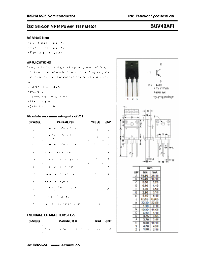 Inchange Semiconductor buv48afi  . Electronic Components Datasheets Active components Transistors Inchange Semiconductor buv48afi.pdf