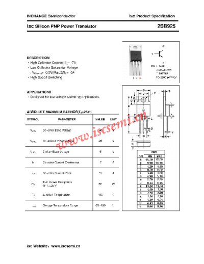 Inchange Semiconductor 2sb925  . Electronic Components Datasheets Active components Transistors Inchange Semiconductor 2sb925.pdf